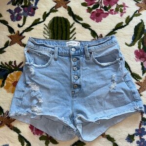 abercrombie fitch high rise mom short denim distressed jean short